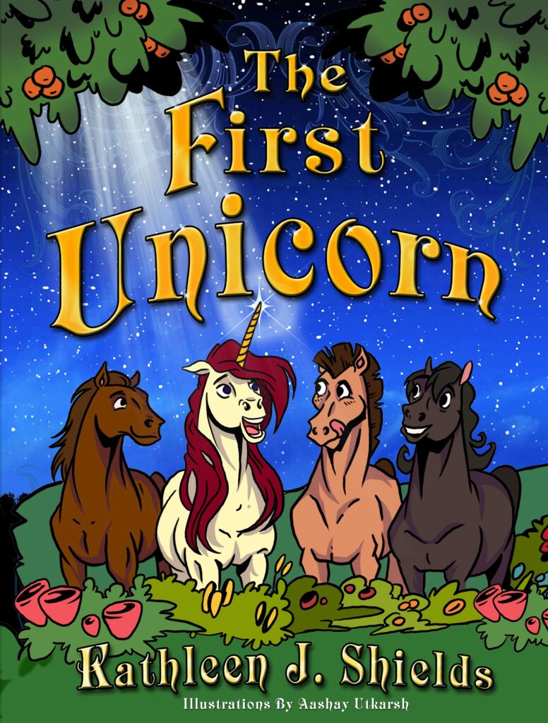 Almost everyone knows what a unicorn is, but do you know where they came from? Who was the first unicorn? How did he get his golden horn? And why did others follow in his footsteps? Aden is an energetic young horse, who believes that giving of his time and gifts is the best way to share hope in the world. One evening, he is visited by an angel who bestows a gift of gold upon his forehead, “You cannot see or spend it. It’s for others to behold.” However, when he returns home that evening, the herd sees the horn as a weapon and chases him away. Sad but not deterred, Aden continues to offer a helping hand and care for others with his horn. However, when his mother is injured, he discovers his horn can perform miracles. It was that first miracle that softened the hearts of the others and inspired them to follow in his hoof-prints and lead a God-filled life as well. This story is about love, acceptance, kindness and giving. It is the story of the First Unicorn and how God’s creation would succeed at greatness. “Anything is possible if love is what you choose. Miracles can happen if you share the good news.”
