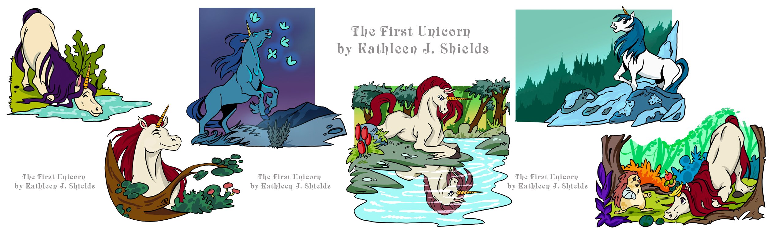 Almost everyone knows what a unicorn is, but do you know where they came from? Who was the first unicorn? How did he get his golden horn? And why did others follow in his footsteps? 

Aden is an energetic young horse, who believes that giving of his time and gifts is the best way to share hope in the world.  One evening, he is visited by an angel who bestows a gift of gold upon his forehead, “You cannot see or spend it. It’s for others to behold.” However, when he returns home that evening, the herd sees the horn as a weapon and chases him away.   Sad but not deterred, Aden continues to offer a helping hand and care for others with his horn. However, when his mother is injured, he discovers his horn can perform miracles. It was that first miracle that softened the hearts of the others and inspired them to follow in his hoof-prints and lead a God-filled life as well.

This story is about love, acceptance, kindness and giving. It is the story of the First Unicorn and how God’s creation would succeed at greatness.

“Anything is possible if love is what you choose. Miracles can happen if you share the good news.”
